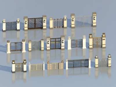 新中式庭院门3D模型下载